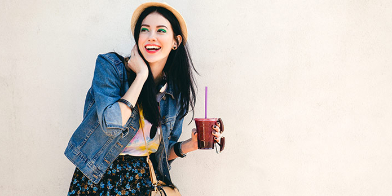 Cheerful Happy Woman Enjoying Herself.